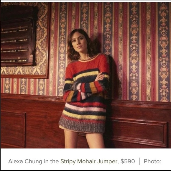 Alexa Chung Sweater Womens Striped Mohair Blend Oversized Long Sleeve Pullover S - Picture 1 of 10